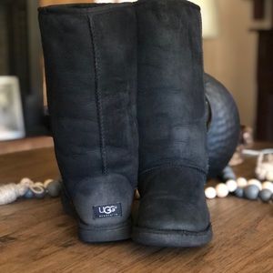 (SOLD) Ugg women’s Mid calf suede boots. Black size 8W.